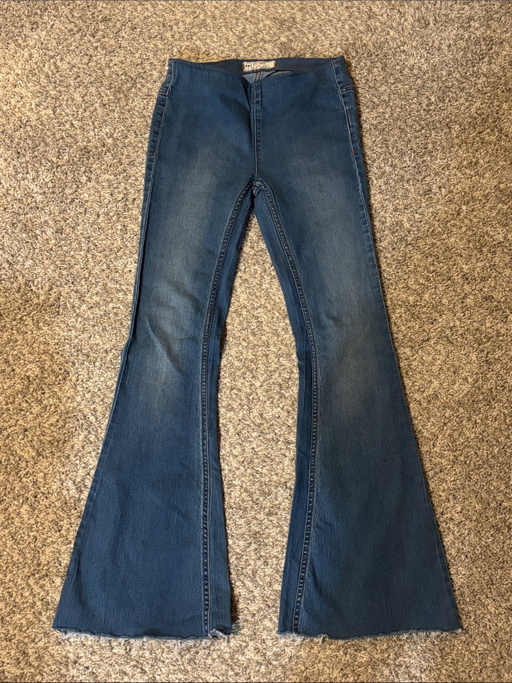 Free People Pull On Dark Blue Flared Jeans 24